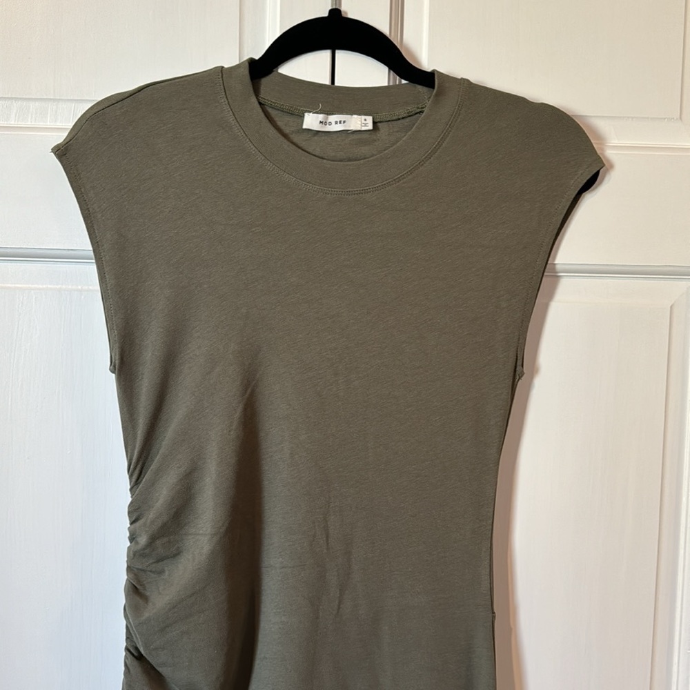 Mod Ref Daphne Dress In Olive, Size Small - Picture 6 of 10